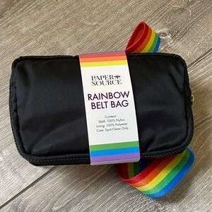 Paper Source Black Belt Bag with Rainbow Strap